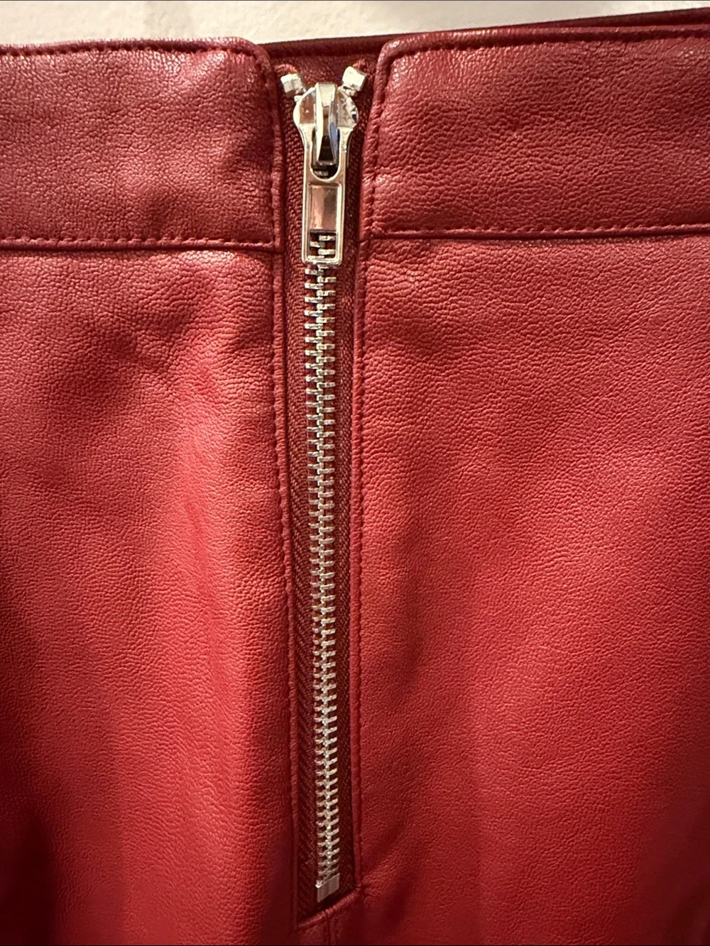 LULUS Women's Red Faux Leather Mini Skirt